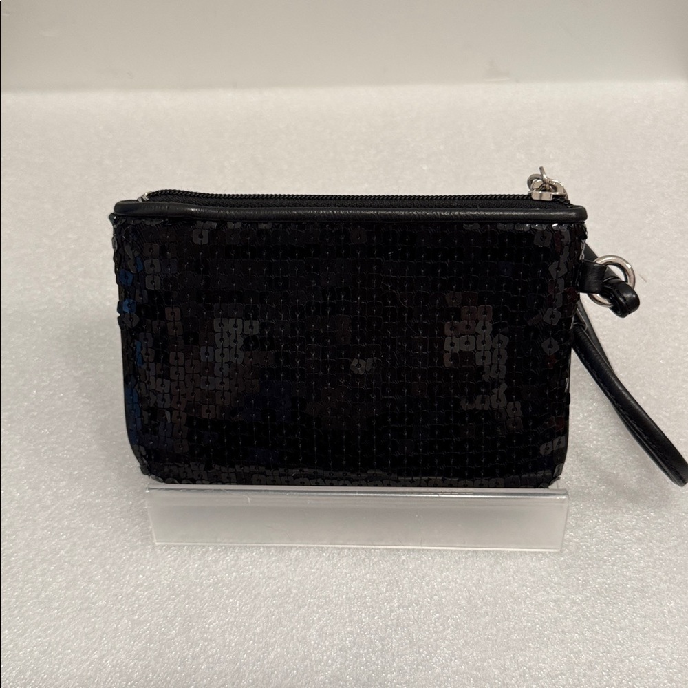 Black Sequin Wristlet Clutch - Women's Evening Bag - Picture 2 of 5
